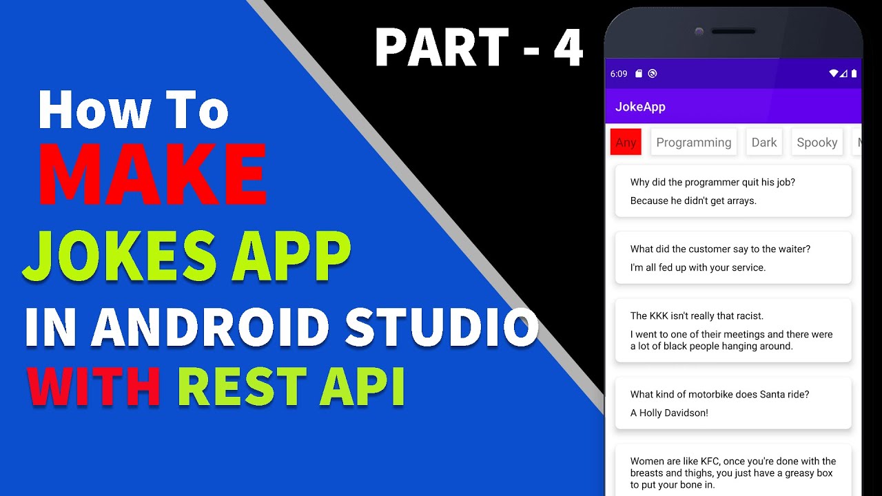 Create Joke App in Android Studio With Free Rest API | Part - 4 | Loading Fragments