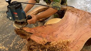 Garden Furniture Woodworking Works From Tree Stumps // Garden Coffee Table // WT Woodworking