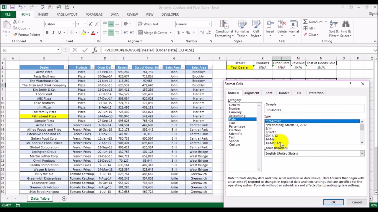 Dynamic Vlookup And Pivot Table You