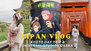japan travel vlog ⛩️: kyoto day trip, renting kimonos, universal studios osaka 🌍