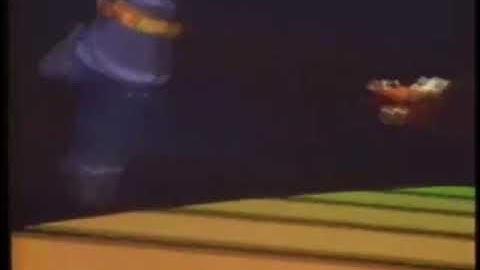 Some early CGI with a bear and xylophone