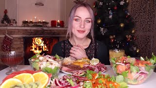 Mukbang | Новогодний Стол, Салаты, Горячее | New Year's Table, Salads, Hot | Не Asmr