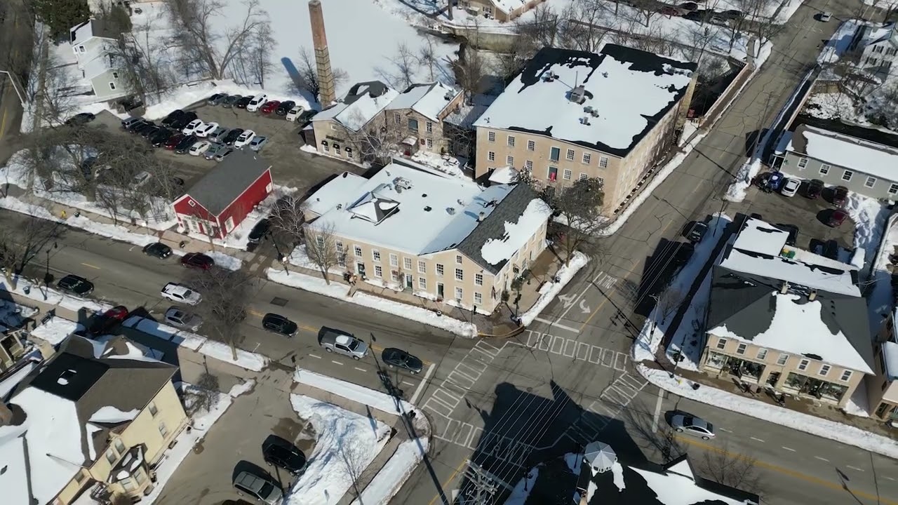 Cedarburg, WI Woolen Mill & Mill Store flyover. February 2023