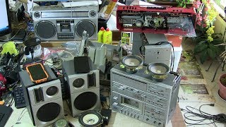 Sharp WQ-T282R & Sears 20641 3-piece boombox surrounds repaired Freeman Tuell in Dallas