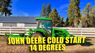 Cold Start: John Deere 3039R.  ROUGH!
