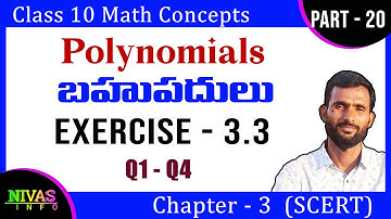 Class - 10 Maths | Part - 20 | Polynomials | Chapter - 3 | Exercise - 3.3 | Q1 - Q4 | Nivas Info