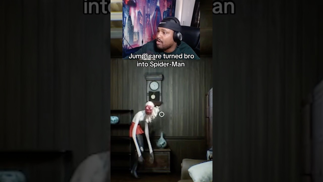 Jumpscare turned bro into Spider man 
