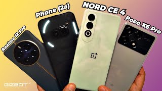 OnePlus Nord CE4 vs Nothing Phone (2a) vs Poco X6 Pro vs Realme 12 Pro 🔋 Performance & Battery Test