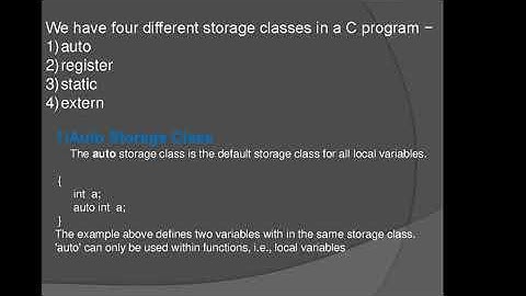 Storage Classes in C Language ( part1)By Anil Kumar Sharma
