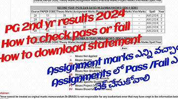 PG 2nd yr results 2024 | how to check pass or fail and how to download statement | Dr.BRAOU
