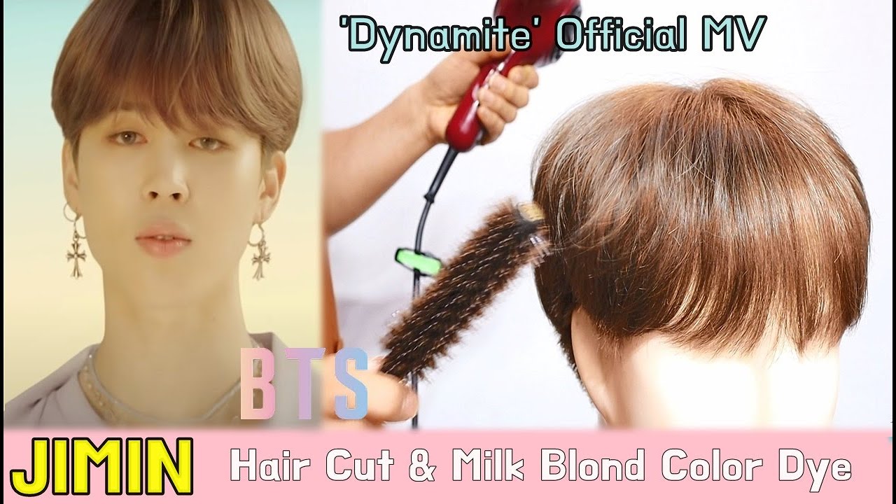 BTS JIMIN 'Dynamite' Hair Cut & Blonde Color Dye & Blow dry - YouTube