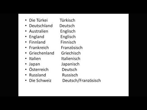 Almanca Kelime Listesi - ÜLKELER VE DİLLERİ