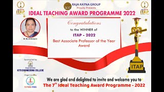 Dr. B J D Kalyani M.Tech Ph.D | Best Associate Professor of the Year | ITAP AWARDS-2022