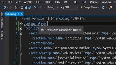 Error:The configuration element is not declared(कॉन्फ़िगरेशन तत्व घोषित नहीं किया गया है)
