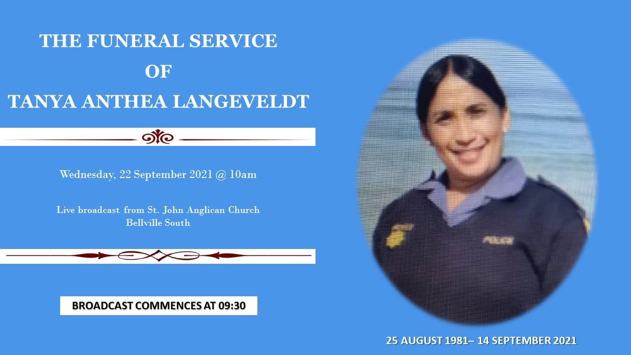 Funeral Service of Tanya Anthea Langeveldt - YouTube