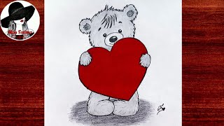 How to draw a Teddy bear with heart | Easy Teddy bear drawing step by step