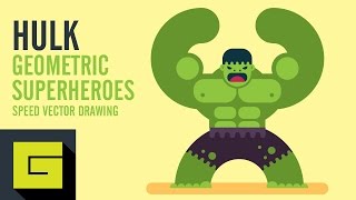 Speed Drawing Flat Character, Hulk, Geometric Superheroes, Illustrator