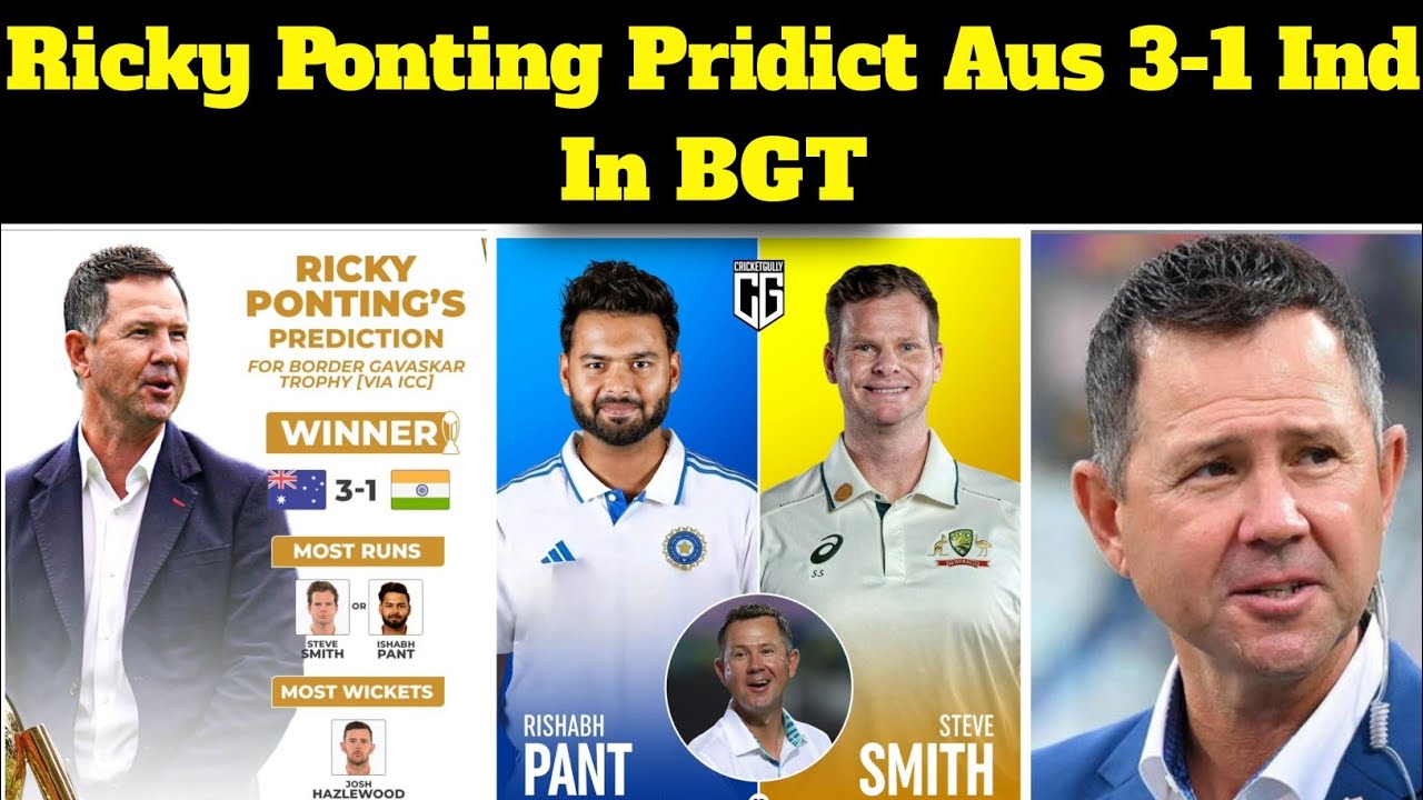 Ricky Ponting Pridict Australia 3-1 India In BGT , Ind Vs Aus Border ...