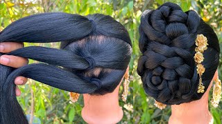 Simple Braid Bun Hairstyle For Girls | Easy Party Hairstyle | New Hairstyle |