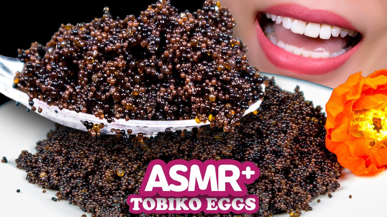 ASMR 날치알 블랙 리얼 사운드 알이 톡톡 오도독 먹방[SATISFACTORY CRUNCH EATING SOUNDS] MUKBANG