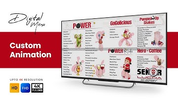Custom Animation | Horizontal Screen | Digital Menu | Digital Signage | Digital Menu Board