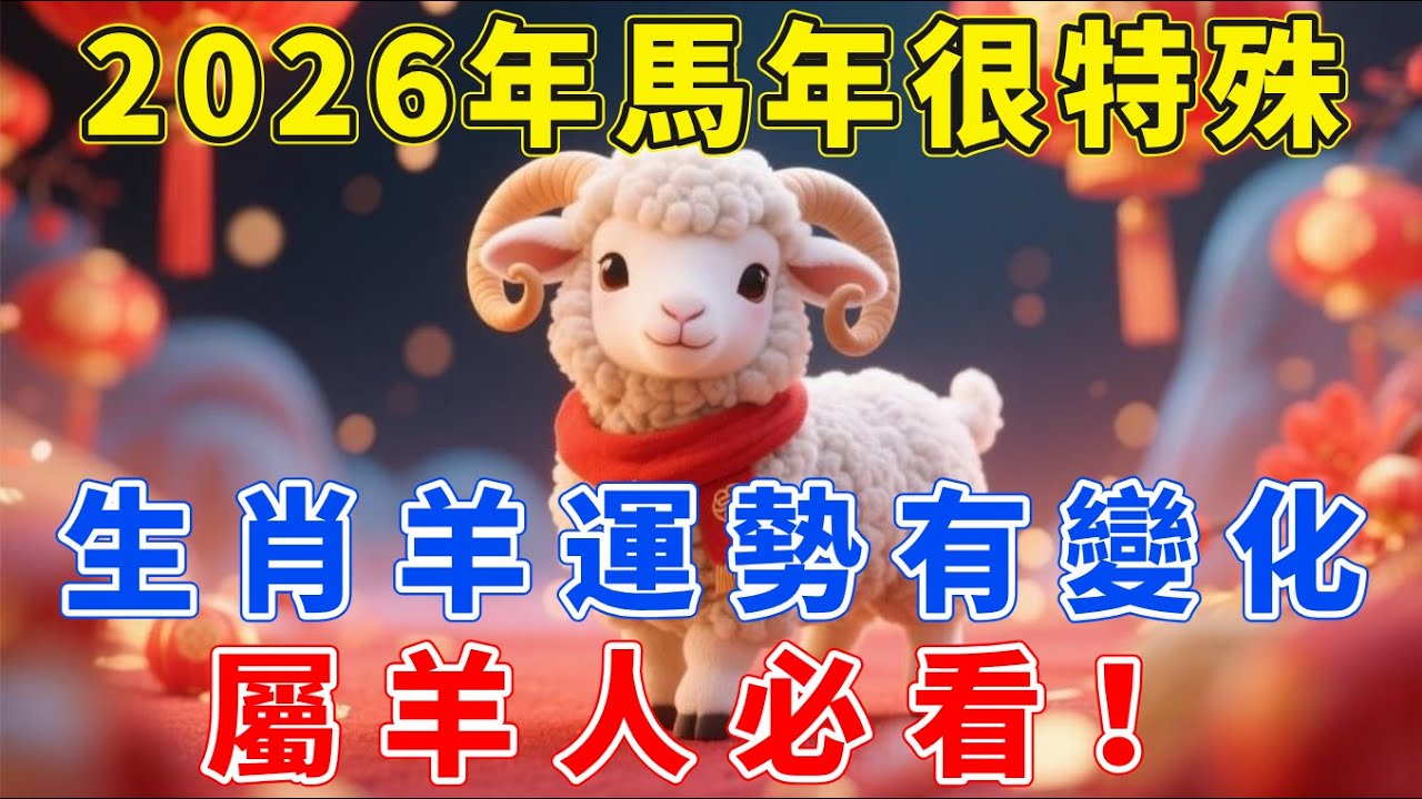 風水大師說：2026年馬年很特殊，生肖羊運勢運程有變化！屬羊人必看！【生肖佑福】#生肖 #命理 #運勢 #屬相 #風水