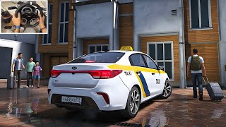 GTA 5 - Realistic Taxi Job in KIA RIO | Steering Wheel Gameplay screenshot 5