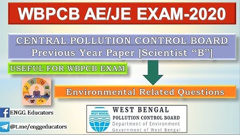 WBPCB AE /JE || CENTRAL POLLUTION CONTROL BOARD || PREVIOUS YEAR PAPER || ENVIRONMENTAL QUESTIONS