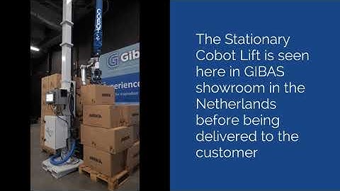 Stationary Cobot Lift in GIBAS Automation showroom in the Netherlands.
