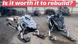 Snowmobiles After They Been Wrecked At IAA Auctions. Polaris Ski-Doo Summit Arctic Cat 800