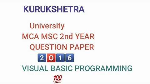 2016 visual Basic programming MCA & Msc 2nd yr kuk dde