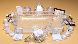 Mixing White Pearl Eye Shadow And Glitter Into Clear Slime White Pearl Slime Asmr