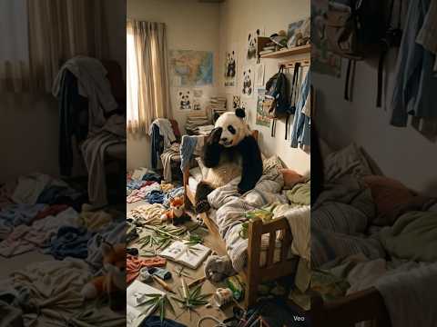 🐼 Panda Cleans Room | Satisfying Cleaning  #shorts #cutepanda #funnypanda #RoomCleaning #USAContent