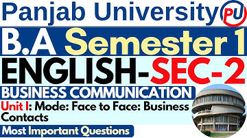 BA Sem English SEC 2 | Business Communication Skills | Face to Face Business Contacts English | PUC