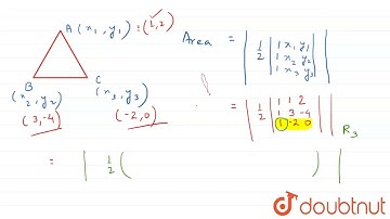 Find the area of the triangle formed by the points (1,2),(3,-4) and (-2,0) | 11 | 2D-COORDINATE ...