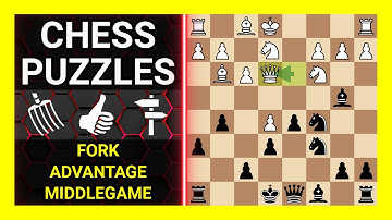 Chess Puzzles to Practice. Themes: Fork, Advantage, Middlegame. Learn Chess