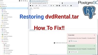 How To Fix Restore Error In Pgadmin 4 || dvdrental.tar || Postgresql