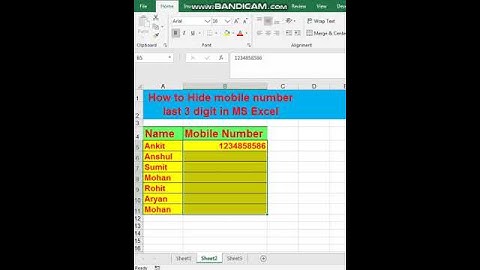 #shorts How to Hide mobile number last 3 digit in MS Excel #excel #sssci2022
