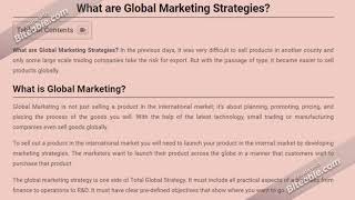 What are Global Marketing Strategies?