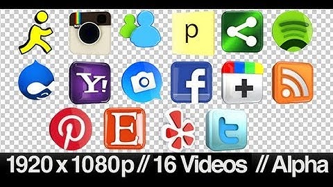 17 Videos of 3D Social Media Icons Rotating - Loop