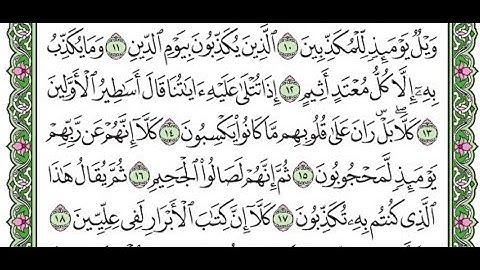تكرار سورة المطففين الآيات من 10 إلى 17