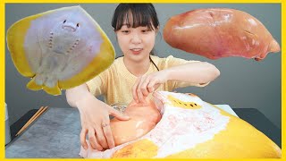 노랑가오리애 Yellow Stingray Raw Liver mukbang Real sound ASMR