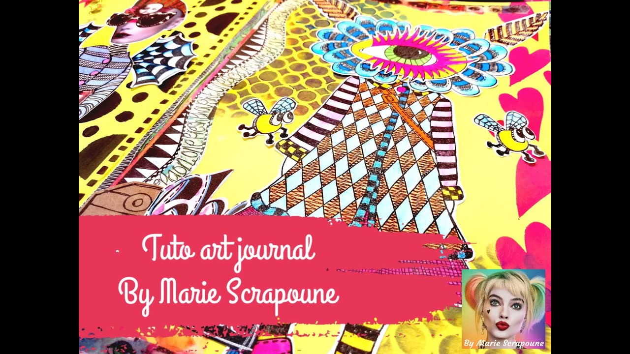 Tuto Double page d'art journal By Marie Scrapoune - Dylusions - YouTube