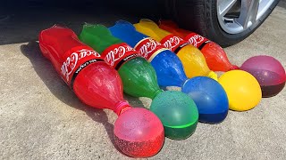 Crushing Crunchy & Soft Things by Car! EXPERIMENT: Car vs Color Coca Cola Balloons