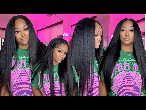 Natural & Seamless V-Part Wig Install | EasiContour Kinky Straight Hair ft. UNICE