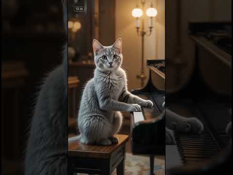 القط الموسيقار موهبة غير متوقعة قطط قط يعزف بيانو موسيقى   موهبة مقاطع مضحكة 