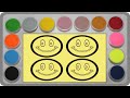 Sand painting coloring 4 smiley's face with multi color sand | How to coloring