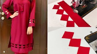 New Daman and Sleeves Design | Kurti Daman Design with Cutwork | Reet Designs