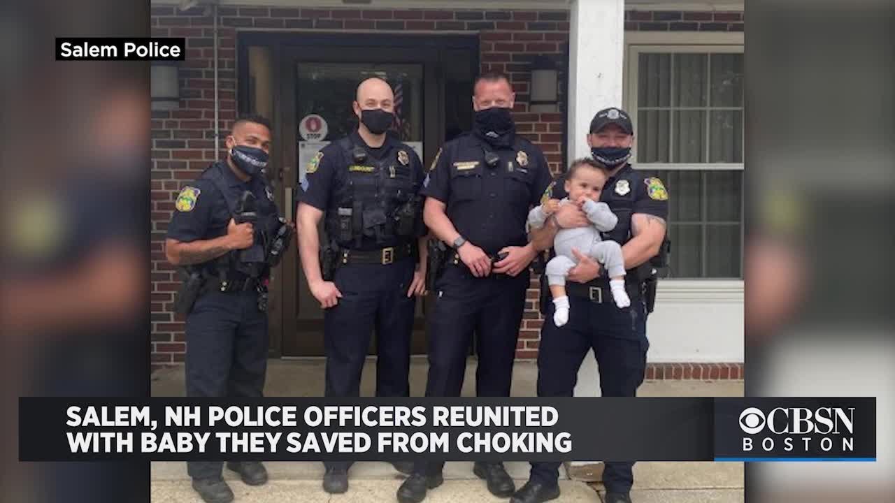 Salem, NH Police Officers Reunited With Baby They Saved From Choking ...