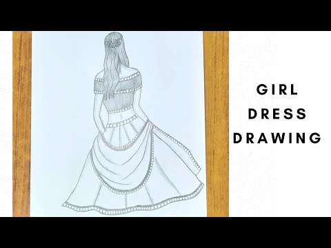 How To Drawing a Girl With Beautiful Dress | Fashion dress drawing |HB ARTS MAGAZINE